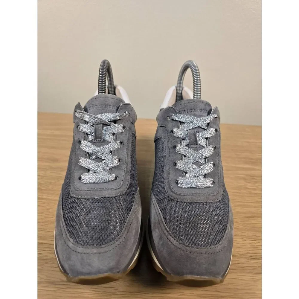 Veronica Beard Hartley Stone Suede Snake Skin Trim Women's Shoes Size 9 Gray